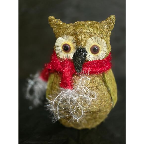 Holiday Time Christmas Brown 12" Owl Tree Topper Decorative, Glitter, Red Festiv - Picture 5 of 6